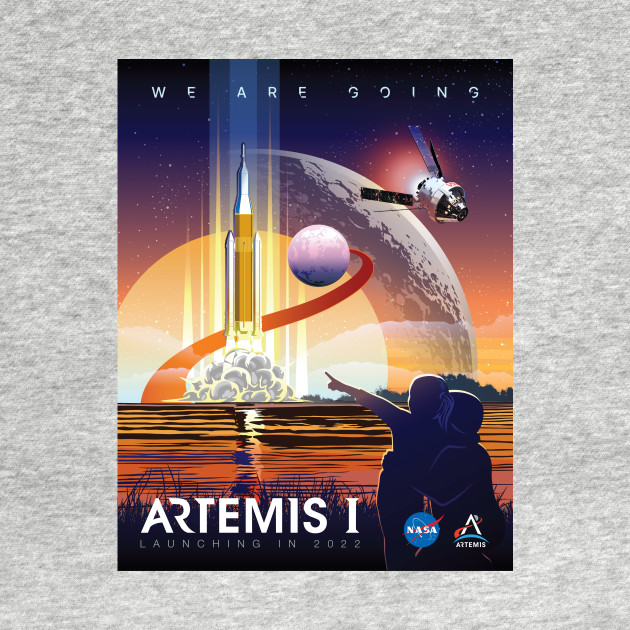 NASA Artemis I Retro Poster Shirt (2-Sided for Light Shirts) by Blake Dumesnil Designs